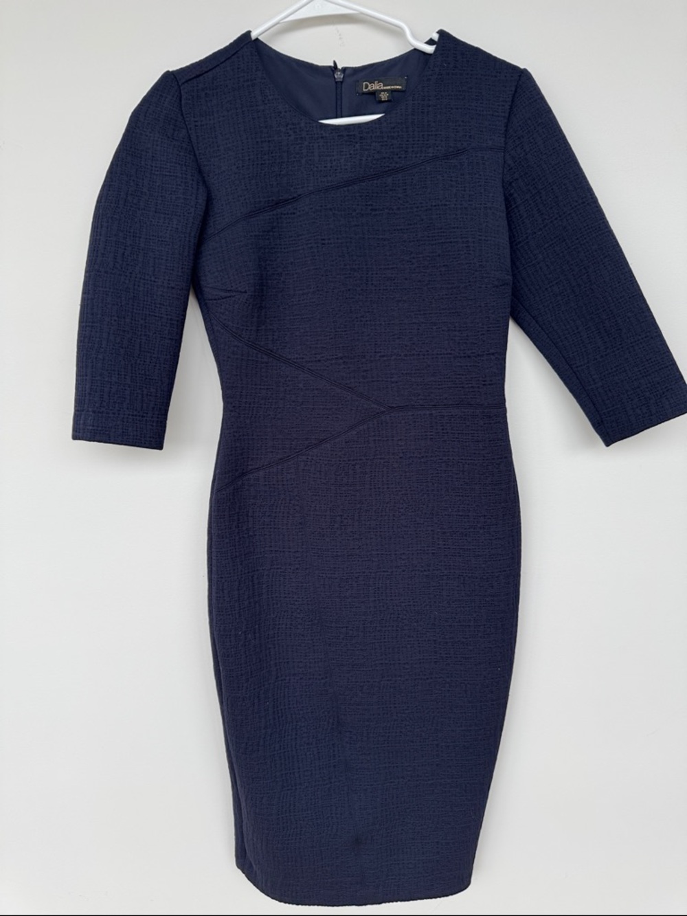 Dalia Navy Textured Sheath Dress